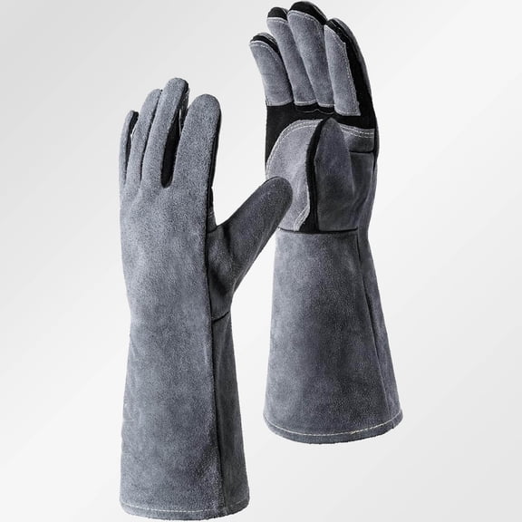 Welding Gloves for MIG/Stick Welding Heat Fire Resistant Leather Forge with Kevlar Stitching Reinforced Thumb and Palm Mitts for Welding/Oven/Grill/Pot Holder/Fireplace/Baking