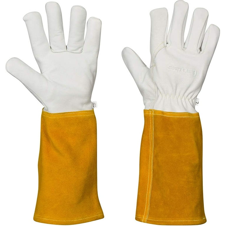 1PairCowhide Welding Gloves Heat Resistant Work Glove Gardening Baking  Stove Pot