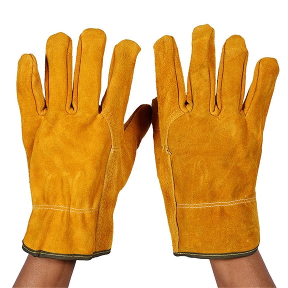 Welding Gloves for Men Heat Resistant Leather Work Gloves Sturdy Industrial Protective Gear for Outdoor Welding Tasks One Pair