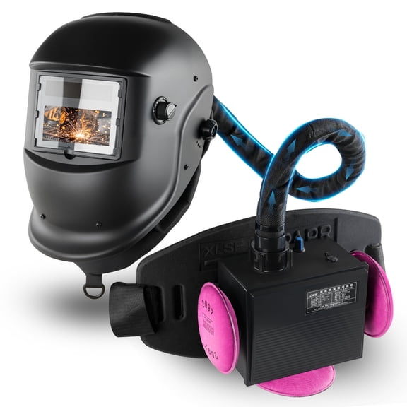 Welding Helmet Auto Darkening with Air Fed System, Powered Air Purifying Respirator (PAPR) True Color Welding Mask, Upgraded Arc Sensor 4/9-13 for TIG MIG ARC Welding Mask