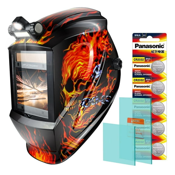 Welding Helmet Auto Darkening with LED Light Large View Solar Powered True Color Welding Hood 4 Arc Sensor Wide Shade 4/5-9/9-13 Welding Mask for TIG MIG Arc Weld Grinding
