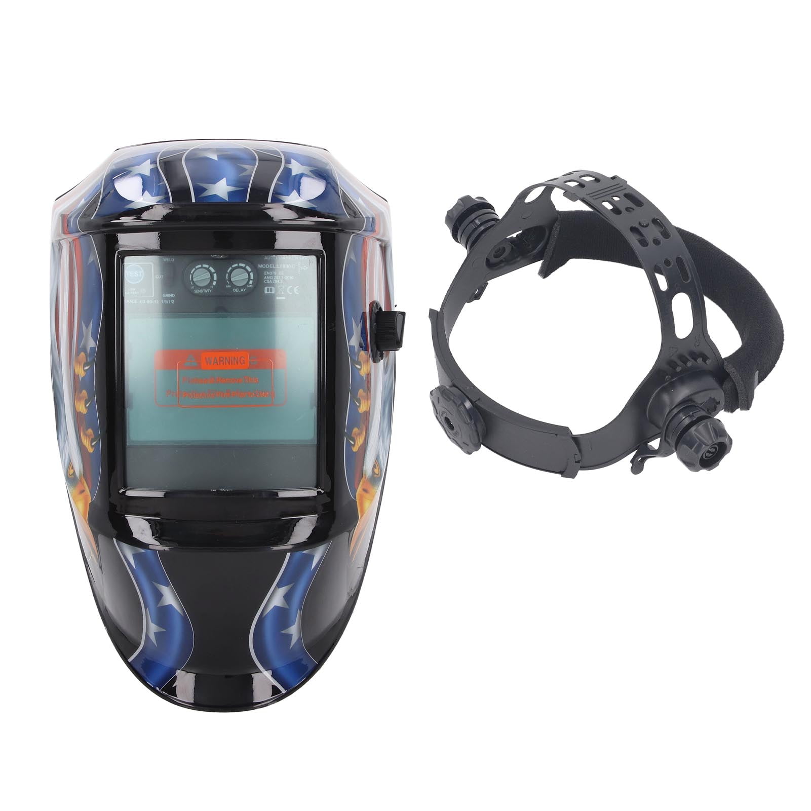 Welding Helmet Eagle Pattern Auto Dimming Large View Head Protection