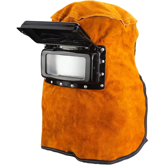 Welding Helmet Mask with Flip Open Lens Leather Hood Grinding Protective Head Face Shield