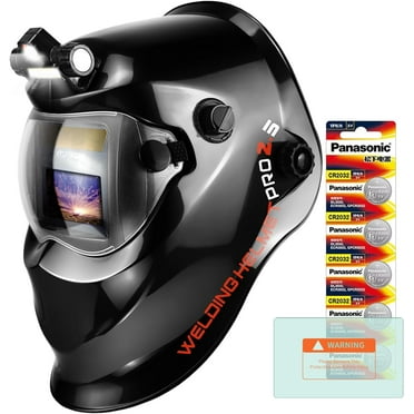 Welding Helmets for Men Solar Power True Color Auto Darkening Welding Helmet with Light, 2 Arc Sensor Wide Shade 9-13 Welding Hood with Extra Grinding Mode (Black)