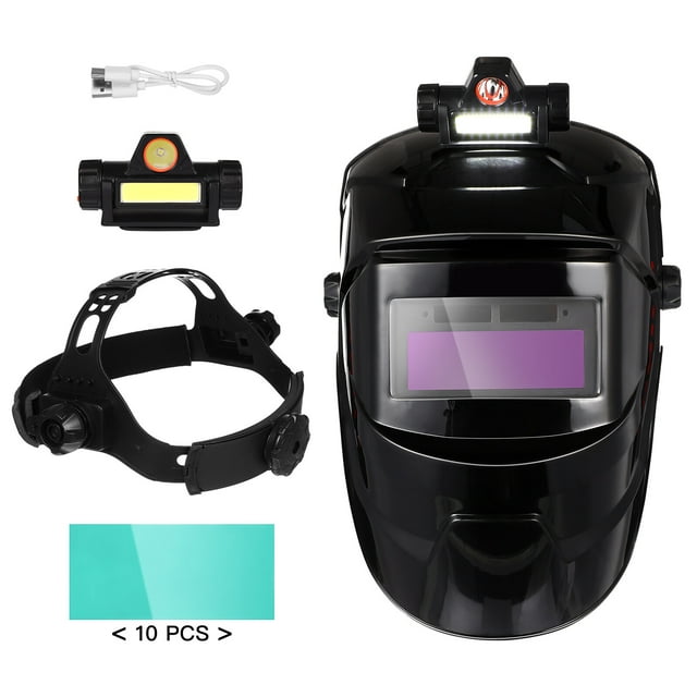 Welding Helmets for Men Auto Darkening Welding Hood with LED Light True Color Solar Powered