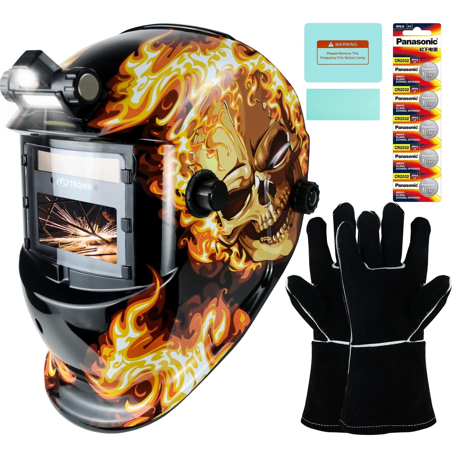 Welding Hood Auto Darkening Welding Helmet with Light True Color 1/1/1/2 Top Optical Clarity Wide Shade 9-13 Welding Mask with Grinding Weld Helmet