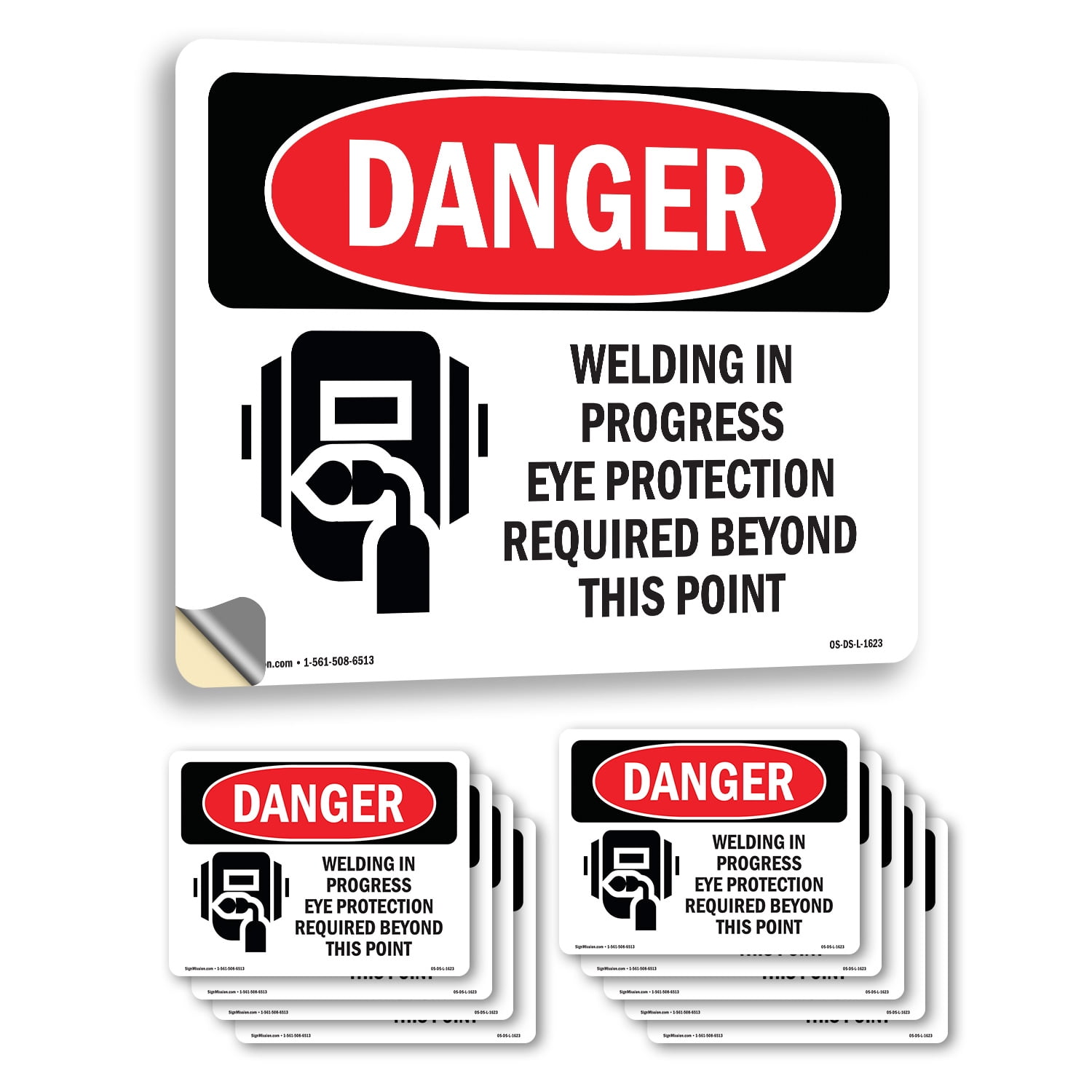Progress Protection Welding In Progress Eye Protection Required OSHA Danger Vinyl Decal ...