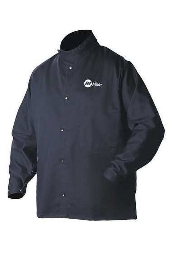 Welding Jacket, Navy, Cotton/Nylon XX-Large Navy