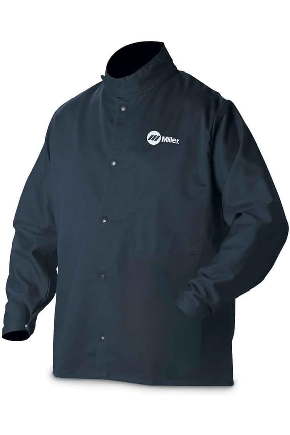 Welding Jacket, Navy, Cotton/Nylon, 2XL