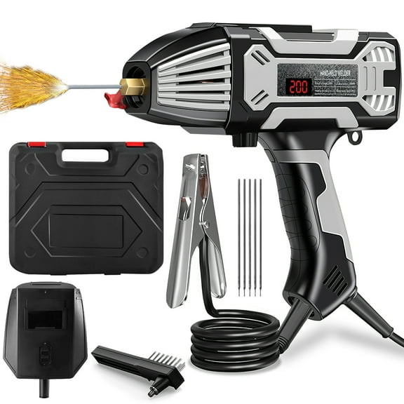Welding Machine Handheld, 110V/220V 200Amp Portable ARC Welder Gun, Hand Held Welder Machine with Digital Display IGBT Inverter Variable Current Adjustment for 1/25''-1/8'' Welding Rods