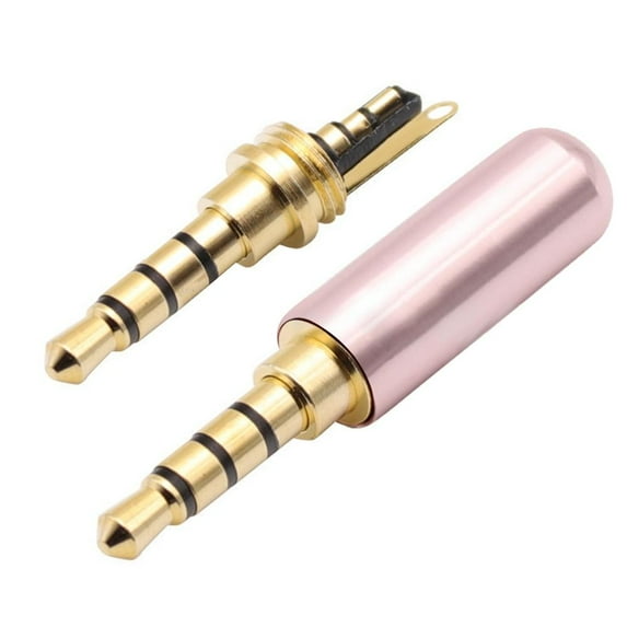 Welding Male 3.5 Plug Cable Adapter DIY 4 Poles 3.5MM Stereo Audio Connector 3.5 Jack Adapter 3.5MM Plug Male Headphone Jack 3.5MM Balanced Headphone Audio Plug ROSE GOLD
