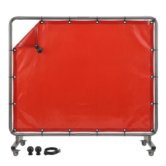 Welding Protection Screen, 6 x 8 ft Mobile Flame Resistant Curtain with Frame for Industrial Work Areas