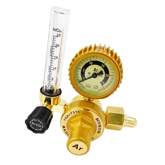Welding Shielding Regulator with Threaded Cylinder Connection, Clear Adjustable Flowmeter and Pressure for Mixed Setups