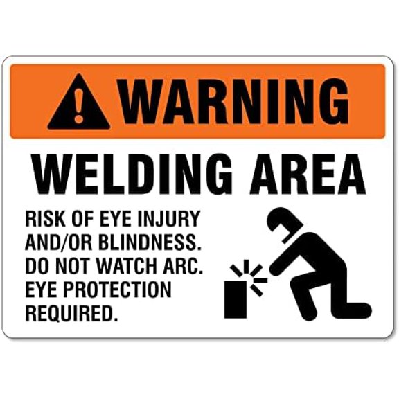 Welding Sign - Warning Welding Area Metal Tin Sign 8x12 Inches