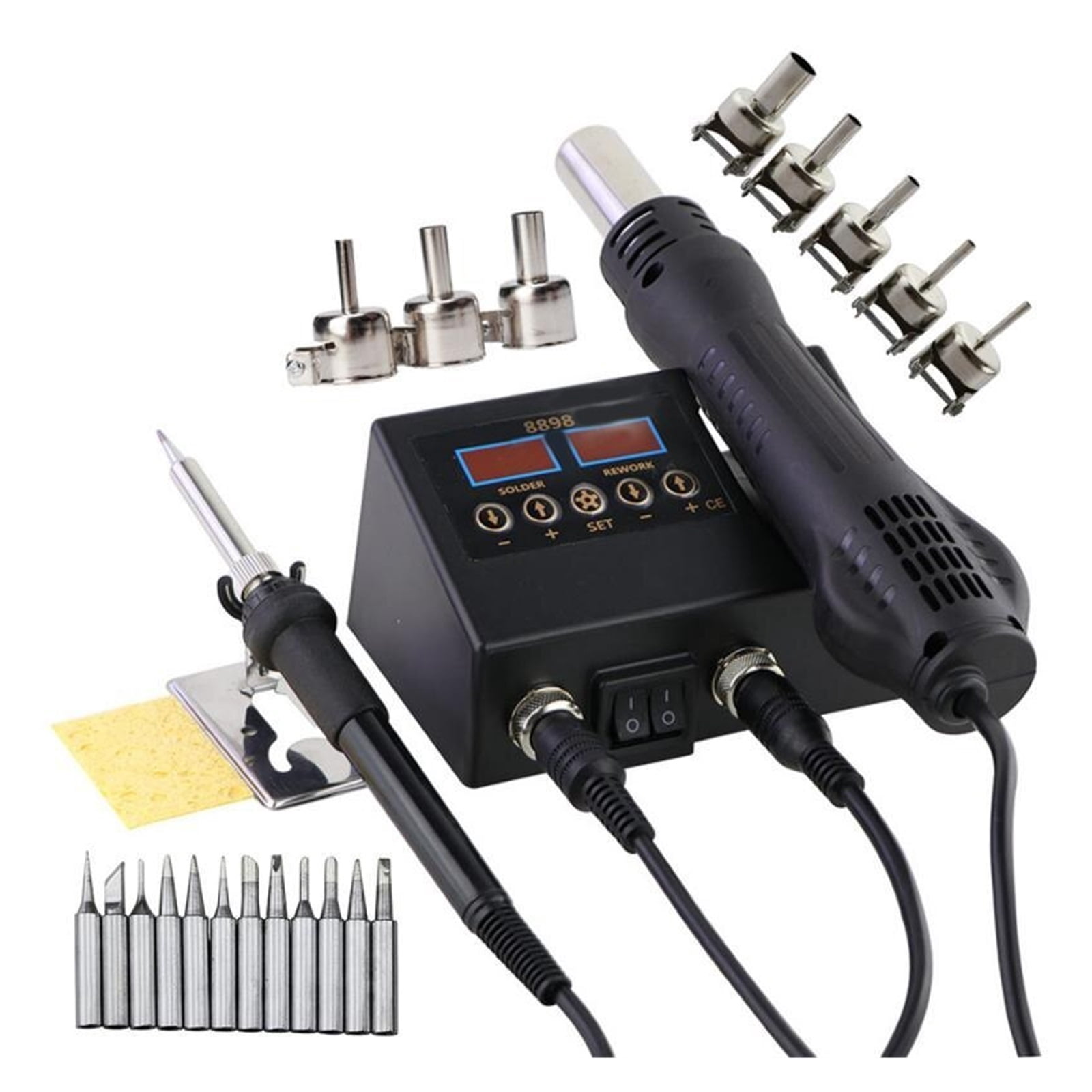 Welding Station Heat Gun Electric Soldering Iron Dual Digital Display Two In One Welding Station Welding Maintenance Tool Combination ,High Temperature Resistant