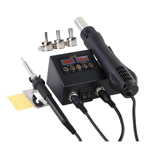 Welding Station Heat Gun Electric Soldering Iron Dual Digital Display Two In One Welding Station Welding Maintenance Tool Combination ,High Temperature Resistant