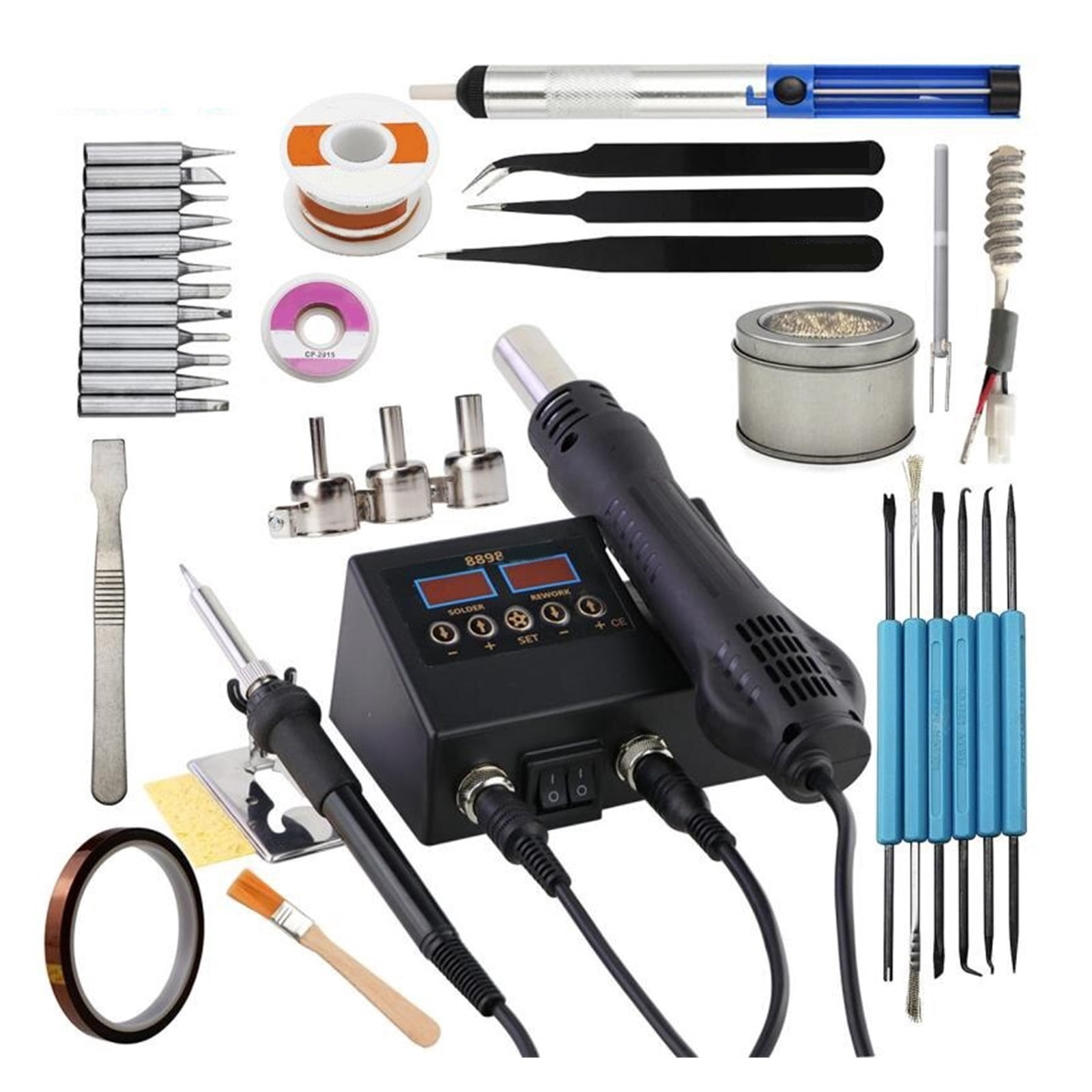 Welding Station Heat Gun Electric Soldering Iron Dual Digital Display Two In One Welding Station Welding Maintenance Tool Combination ,High Temperature Resistant