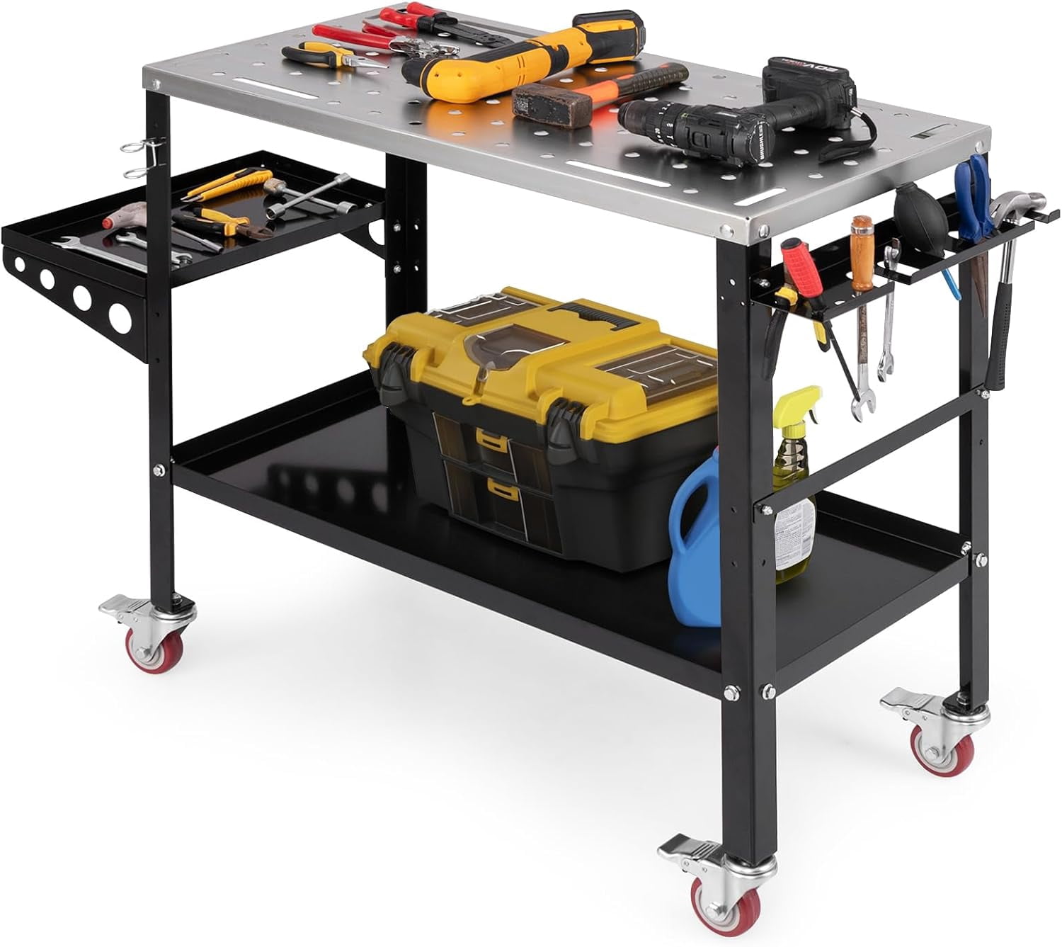 Welding Table, 1200 lbs Load Capacity Workbench With Tool Rack & Tray ...