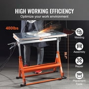 Welding Table 30"x20",400lbs Load Capacity Steel Welding Workbench Table on Wheels,Folding Work Bench with Three 1.1"Slot,3 Tilt Angles,Adjustable Height,Retractable Guide Rails