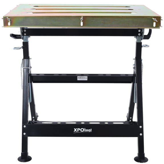 Welding Table 30"x20", 400lbs Load Capacity Steel Welding Workbench Table on Wheels, Folding Work Bench with Three Slot, , Adjustable Angle & Height,