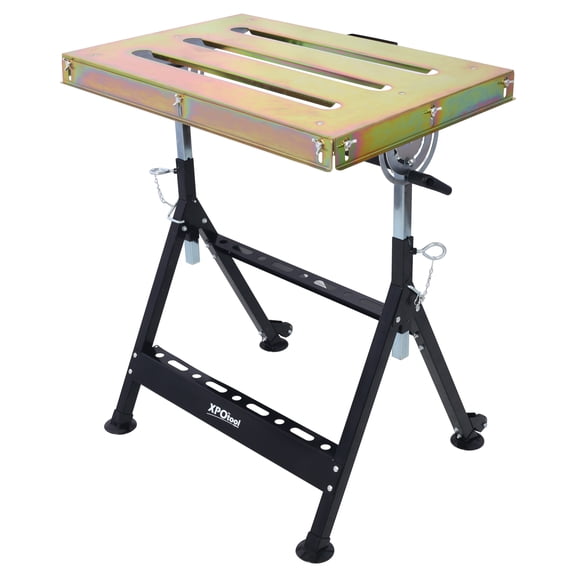 Welding Table 30"x20", 400lbs Load Capacity Steel Welding Workbench Table on Wheels, Folding Work with Three Slot, , Adjustable Angle & Height
