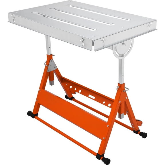 Welding Table 30x 20inch, 400lbs Load Capacity Steel Welding Workbench Table on Wheels, Folding Work Bench with Slot, 3 Tilt Angles, Adjustable Height, Retractable Guide Rails