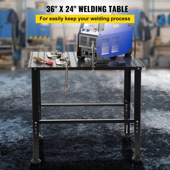 Welding Table 36"x24",800LBS Capacity Welding Workbench Table,Heavy-Duty Work Bench with 0.63"Fixture Holes&Non-slip Foot Pads for Welding Assembly Repair Works