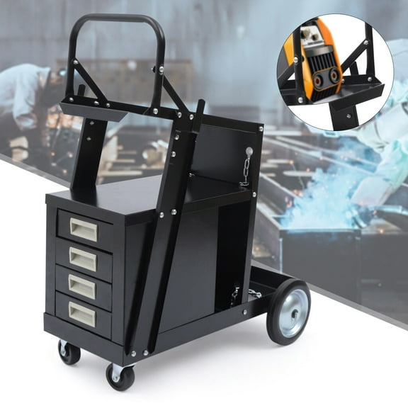 Welding Welder Cart Plasma Cutter Tank Storage Cabinet 80kg Steel Iron 4 Drawers for home garages, workshops