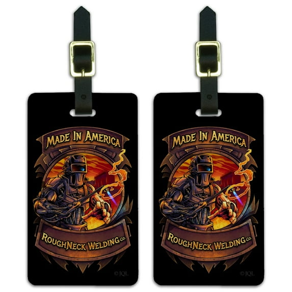 Welding Welder Made In America Luggage ID Tags Suitcase Carry-On Cards - Set of 2