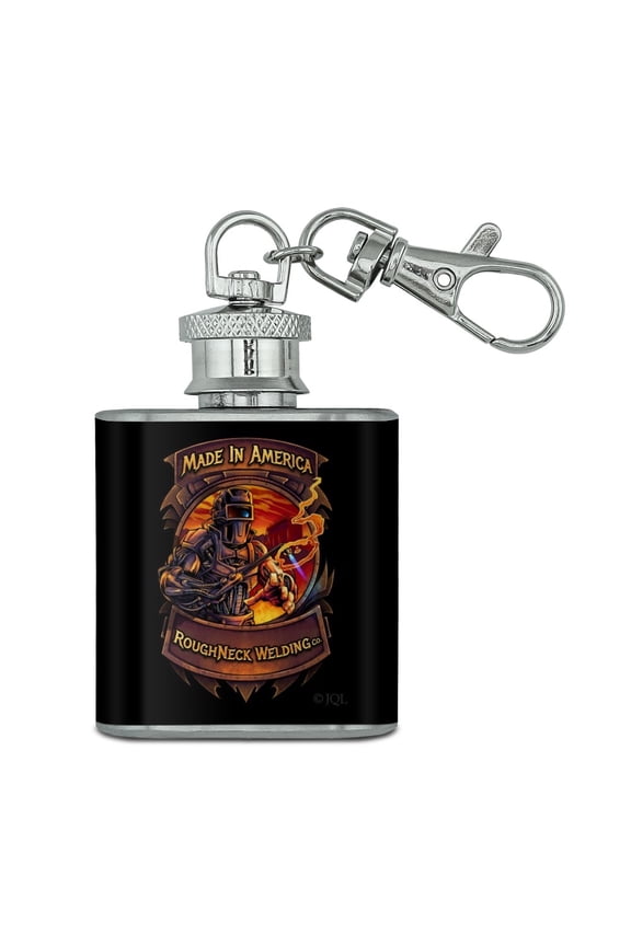 Welding Welder Made In America Stainless Steel 1oz Mini Flask Key Chain