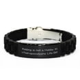 thumbnail image 1 of Welding is not a Hobby. It's a Post. Black Glidelock Clasp Bracelet, Welding Present from, Beautiful Engraved Bracelet for Men Women, 1 of 1