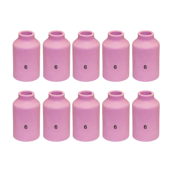 WeldingCity 10-pk Ceramic Cup (Alumina) 54N16 (#6, 3/8") for Gas Lens Setup in TIG Welding Torch 17, 18 and 26