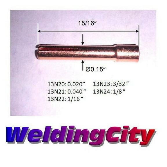 WeldingCity 10-pk Collet 13N-series 13N20 (0.020") for Regular and Gas Lens Setup in TIG Welding Torch 9, 20 and 25 Series