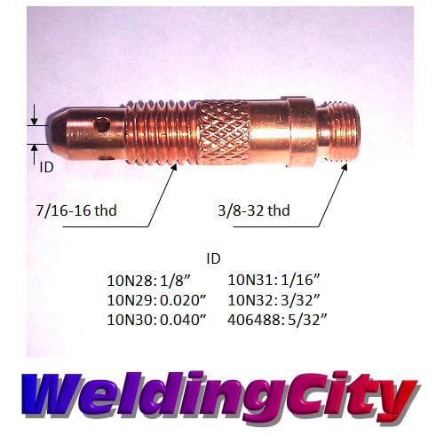 WeldingCity 10-pk Collet Body 10N32 (3/32") for Regular Setup in TIG Welding Torch 17, 18 and 26 Series (10 PK)