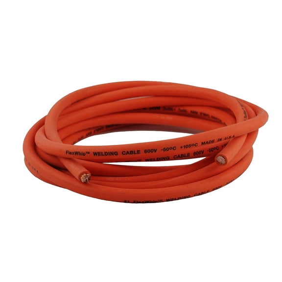 WeldingCity 15-ft 1/0-AWG USA-made Heavy Duty Welding Cable (Orange Red) Highly Flexible Durable EPDM Rubber Jacket 600V -50C-105C