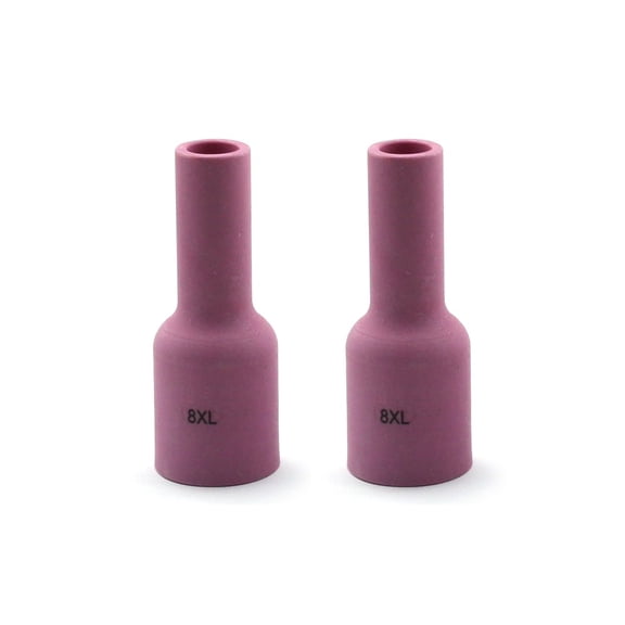 WeldingCity 2-pk EXTRA LONG LARGE Gas Lens Ceramic Cup 57N74XL (#8, 1/2") for TIG Welding Torch 9/17/18/20/25/26 Series in Lincoln Miller ESAB Weldcraft CK Everlast