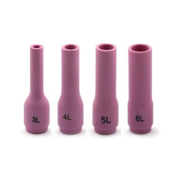 WeldingCity 4-pk Assorted Long Alumina Ceramic Cup 796F70-796F71-796F72-796F73 (#3-#4-#5-#6) for TIG Welding Torch 9, 20 and 25
