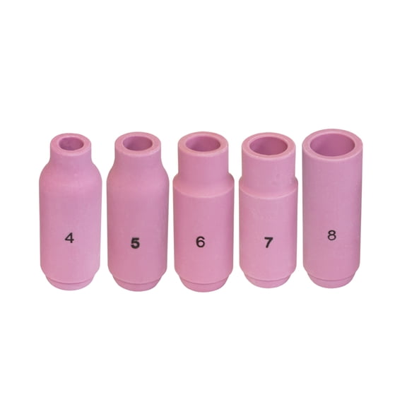 WeldingCity 5-pk Assorted Ceramic Cup 10N46-10N47-10N48-10N49-10N50 (#4-#5-#6-#7-#8) for Regular Setup in TIG Welding Torch 17, 18 and 26