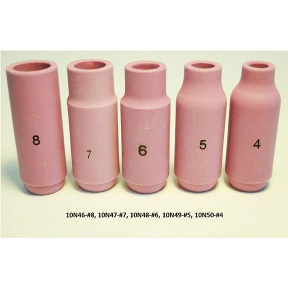 WeldingCity 5-pk Assorted Ceramic Cup 10N46-10N47-10N48-10N49-10N50 (#4-#5-#6-#7-#8) for Regular Setup in TIG Welding Torch 17, 18 and 26