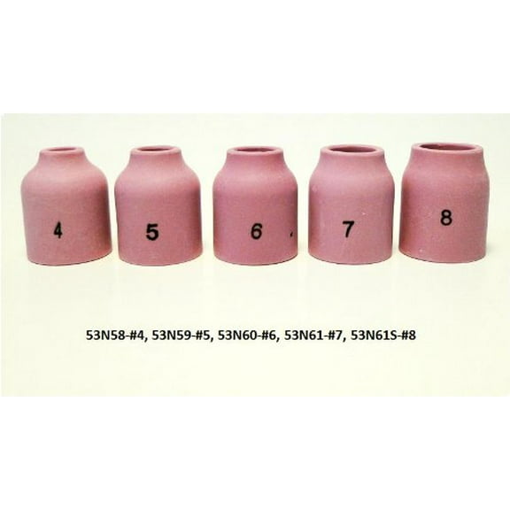 WeldingCity 5-pk Assorted Alumina Ceramic Cup 53N58-53N59-53N60-53N61-53N61S (#4-#8) for TIG Welding Torch 9, 20 and 25