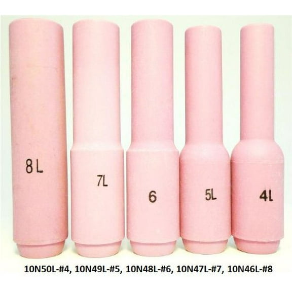 WeldingCity 5 Long Ceramic Cups 10N46L 10N47L 10N48L 10N49L 10N50L (#4#5#6#7#8) for TIG Torch 17, 18 & 26