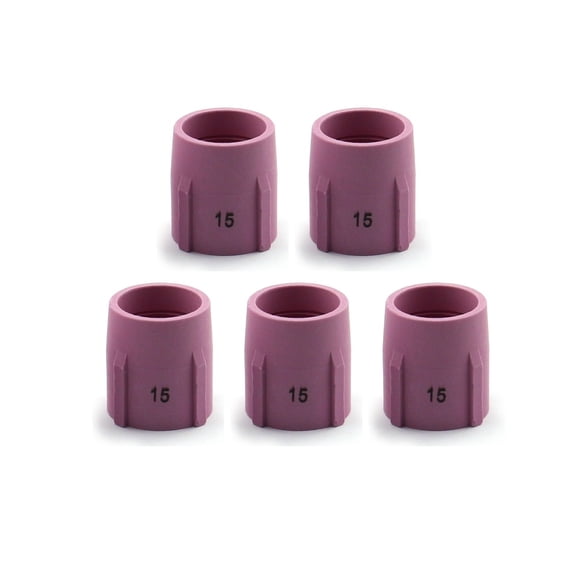 WeldingCity 5-pk Ceramic Cup (Alumina) 53N89 (Short) for Large Gas Lens Setup in TIG Welding Torch 9, 17, 28, 20, 25 and 26