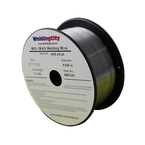 WeldingCity E71T-GS Gasless Flux-Cored Mild Steel MIG Welding Wire 0.035" (0.9mm) 2-lb Spool