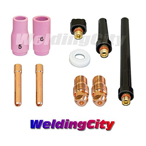 WeldingCity TIG Welding Accessory Kit Regular Setup (3/32) Collet-Collet Body-Ceramic Cup-Gasket-Back Cap (T36) for TIG Torch 9, 20 and 25 Series