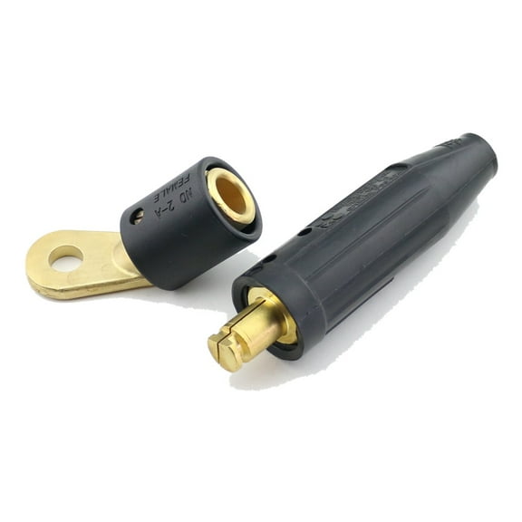 WeldingCity Tweco/Lenco Style Twist-Lock Insulated Male Connector and Female Terminal Adapter for Welding Cable #4-2/0 (25-50mm) in Miller Lincoln ESAB Welders