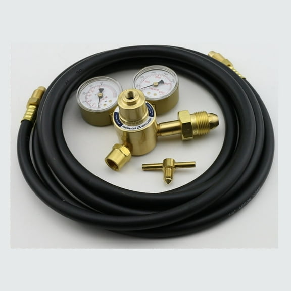 WeldingCity UL-Listed Regulator Flowmeter AF150-580 Victor Style (0781-1103) with 10-ft Inert Gas Rubber Hose (1/4" ID) for Argon and Argon/CO2 Mix