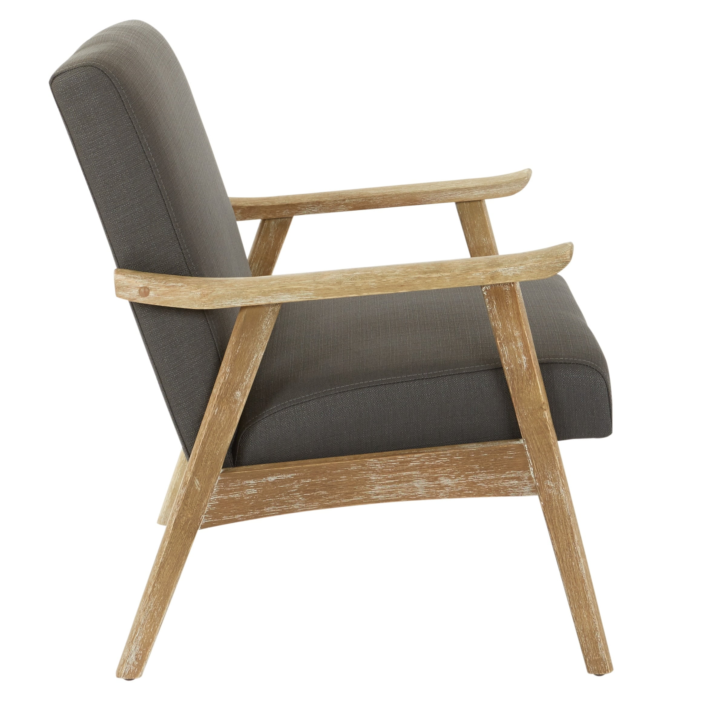 Gray Solid Wood Mid-Century Modern Armchair