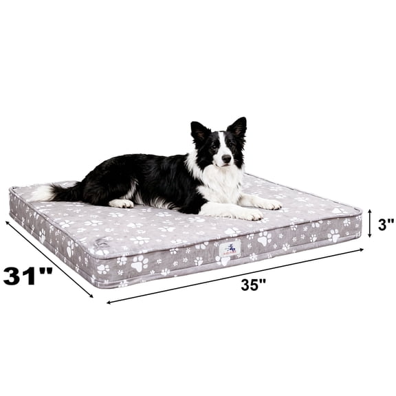 Welfibr Orthopedic Dog Crate Bed, Egg Crate Foam, Washable Cover, Grey, 35 x 31 x 3 in
