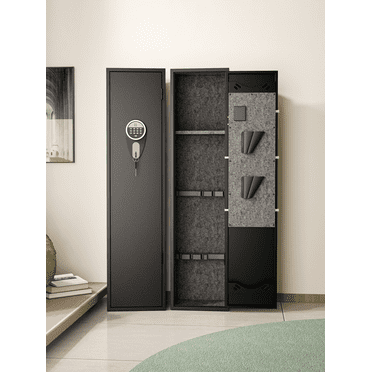 Welfiya 4-6 Safe Cabinet, Biometric Storage Unit with Quick Access, Fingerprint/Digital Keypad Lock, Black