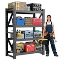 thumbnail image 1 of Welfiya 47"Wide Garage Shelving Unit,3500LBS Heavy Duty Storage Shelves,4-Tier Metal Industrial Shelving,Adjustable Standing Shelf for Warehouse,Basement,Workshop,47.2"W x 23.6"D x 78.7"H,Black, 1 of 10